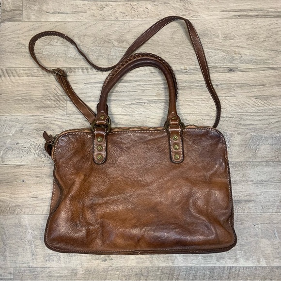 Costanza Rota Handbags - Coztanza Rota Italy Brown Leather Crossbody Studded Satchel Bag Compartments